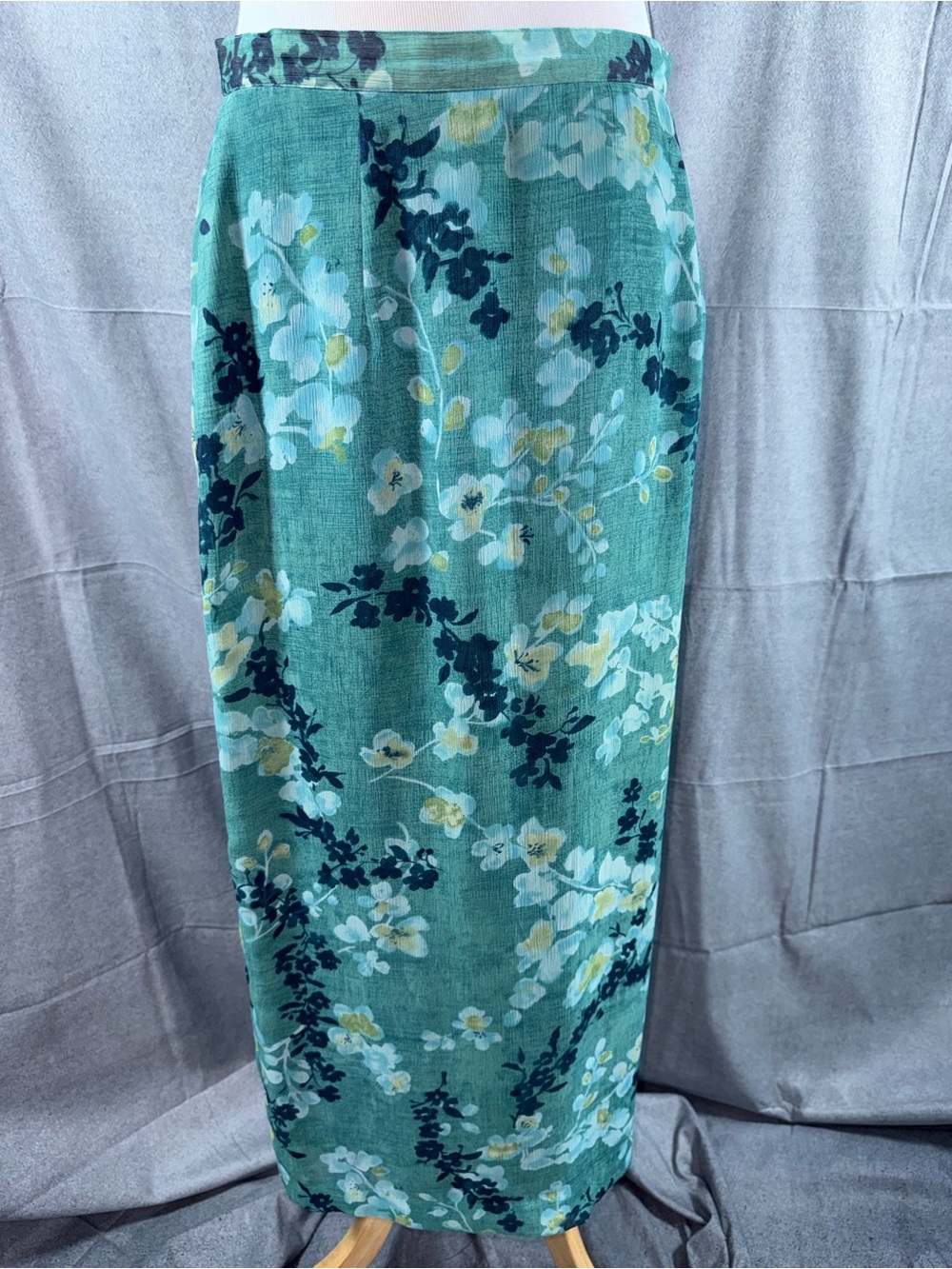 2458-Vintage Pendleton Teal Floral Maxi Skirt